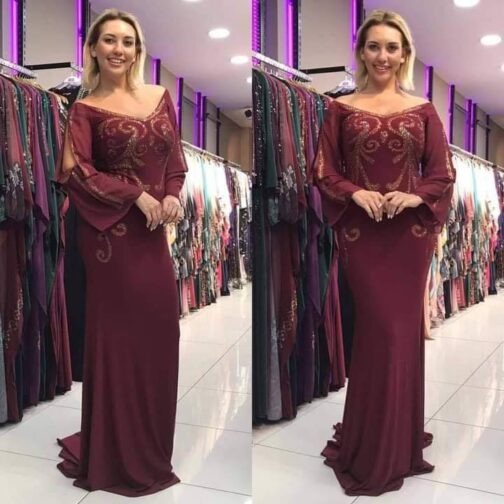Wine Long Dinner Gown