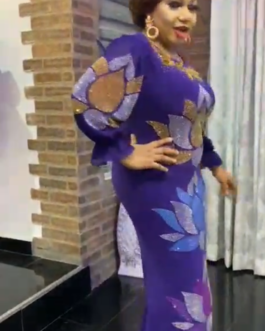 Royal Blue Flower Sequined Turkey Dress