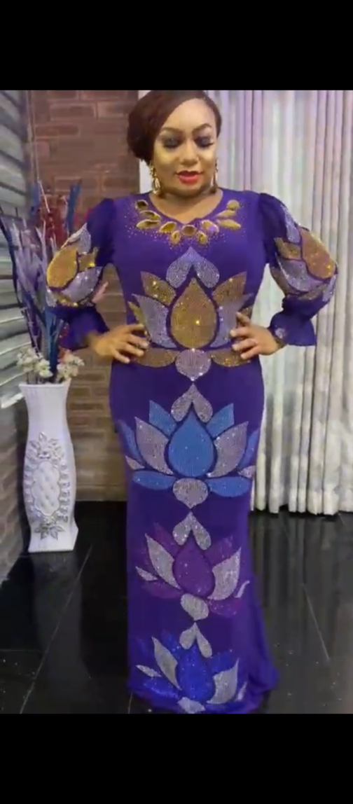 Royal Blue Flower Sequined Turkey Dress