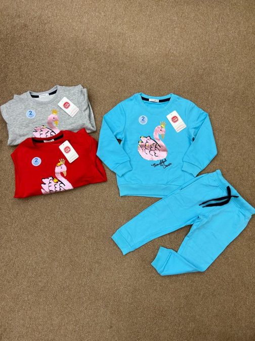GIRLS 2PIECE SWAN SEQUIN SET